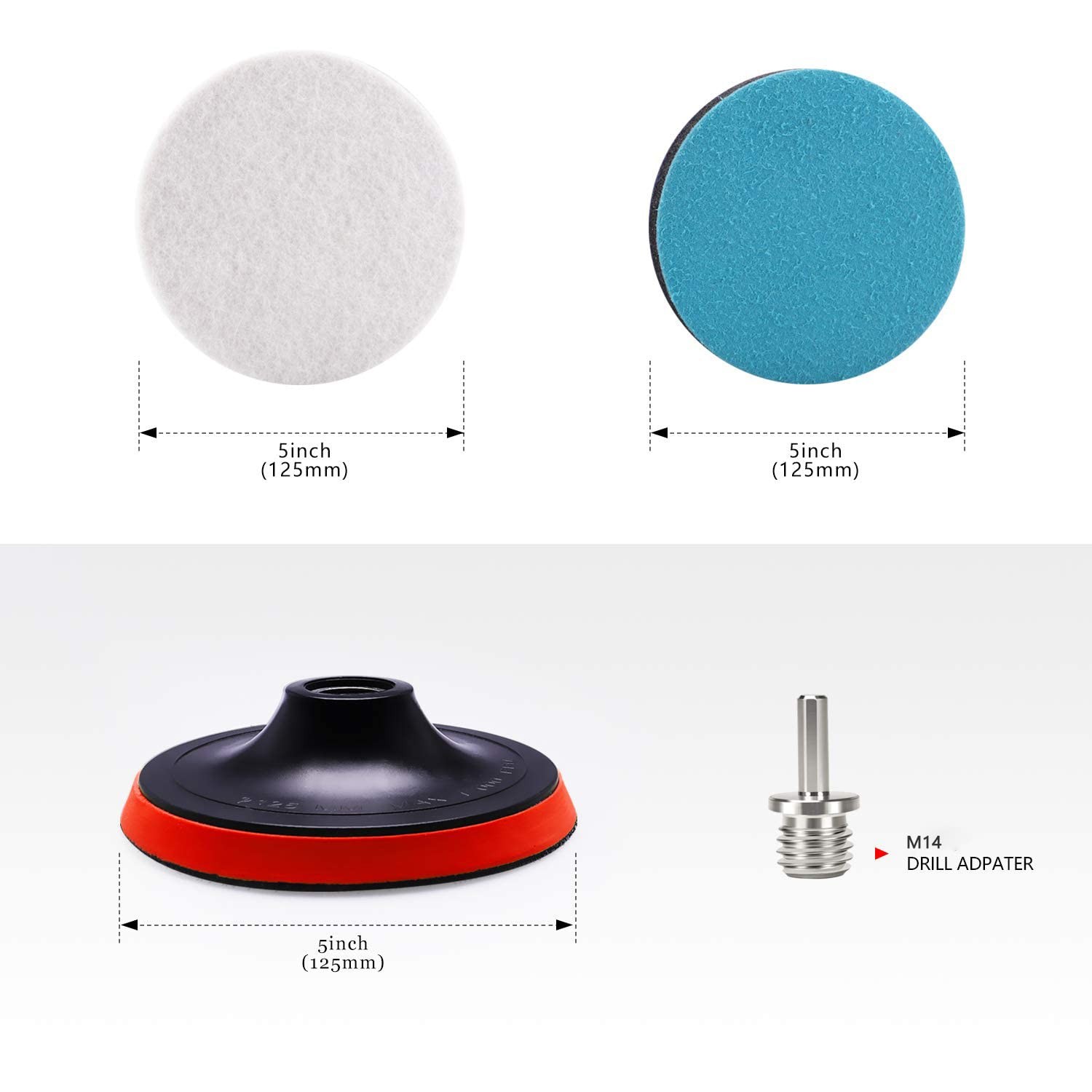 ZFE 5Inch Glass polishing Pads, 10Pcs Wool Felt Disc Polishing 5 inches