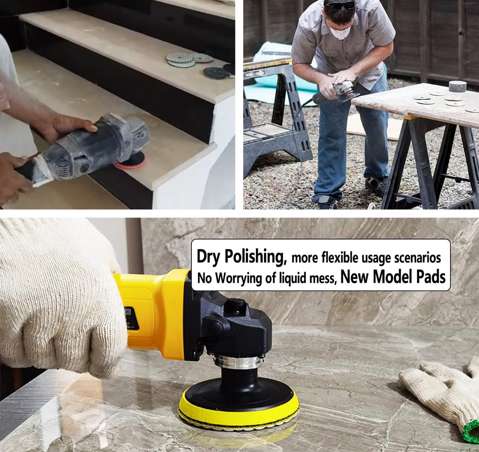 16 Pack 4″ Dry/Wet Diamond Polishing Pads Set for Granite, Marble, Quartz, Stone