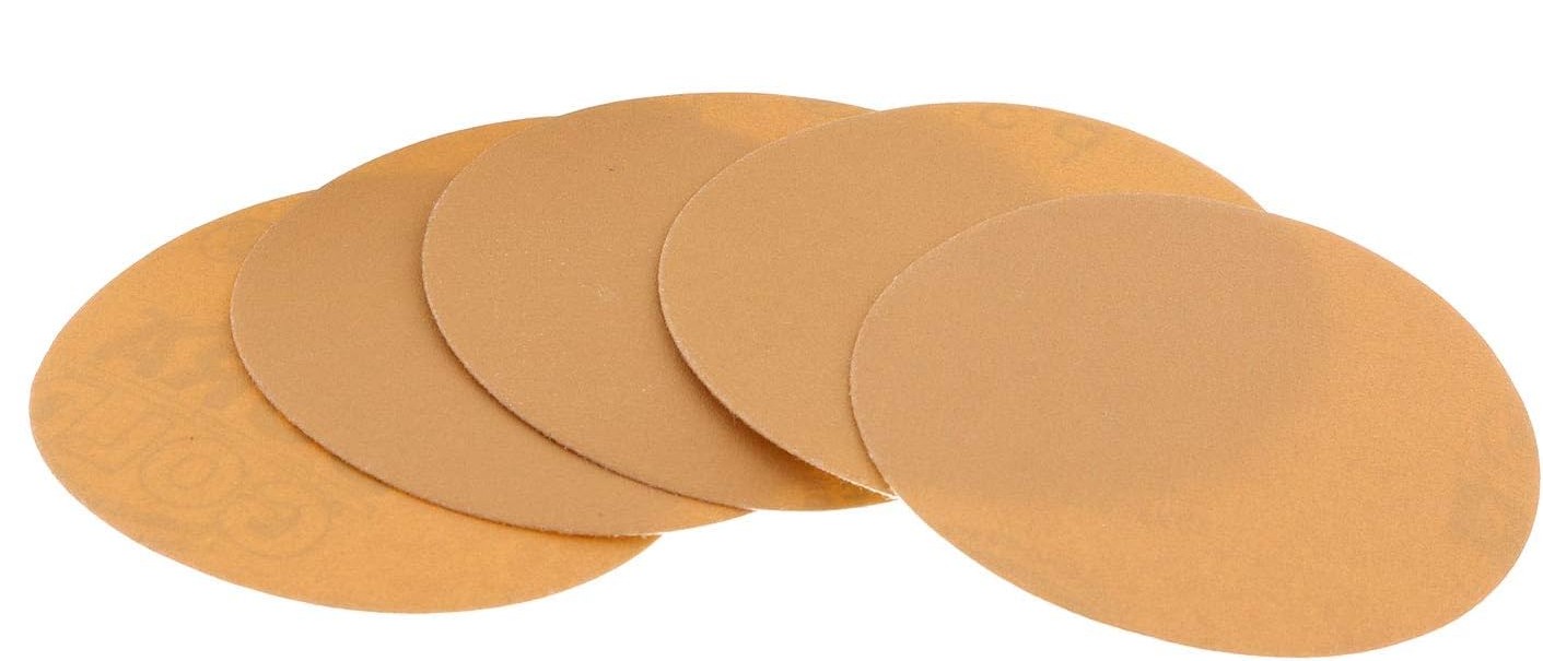 25PCS 320 Grit 5 Inch Gold Hook and Loop AO Sanding Discs 125MM for DA Sanders