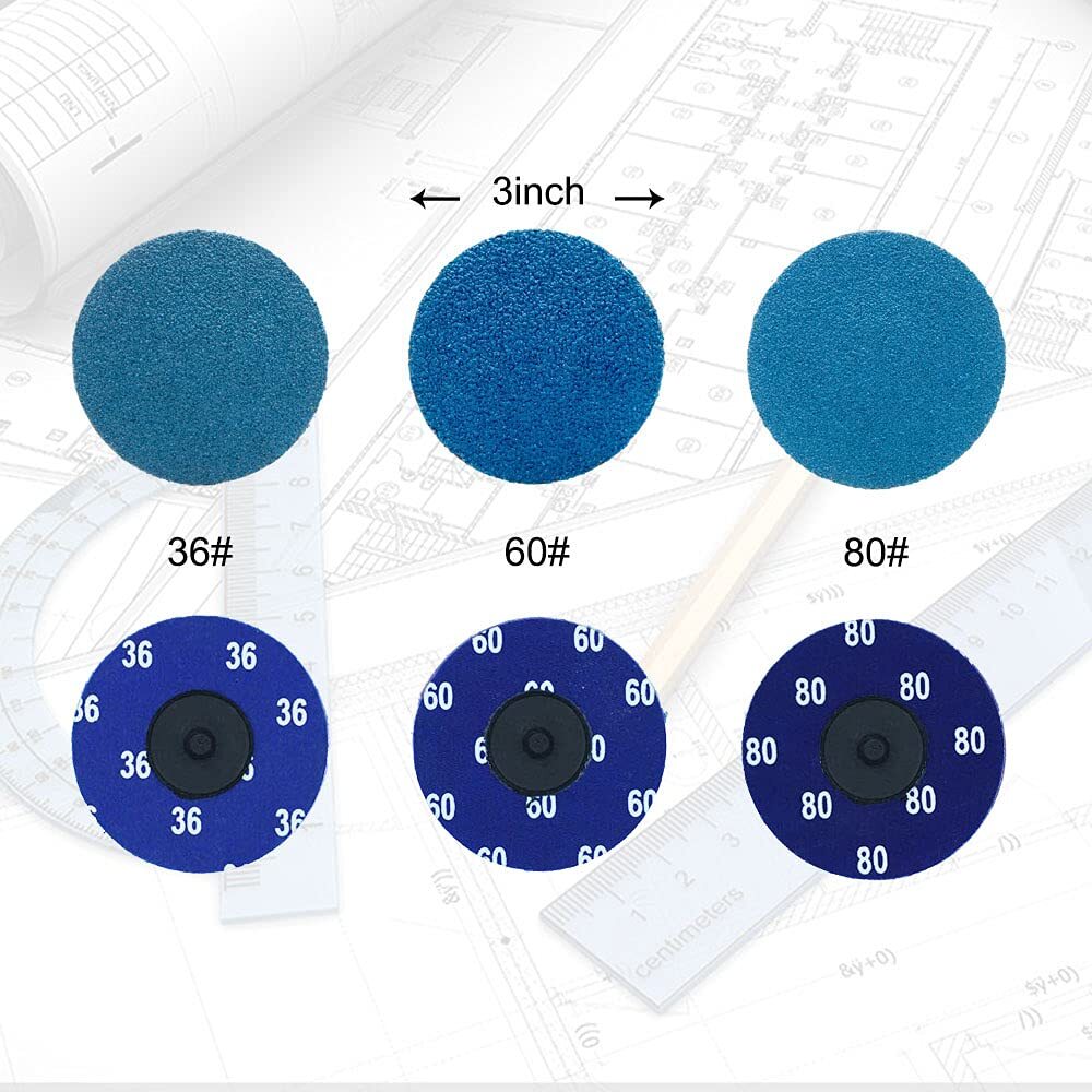 Crossarctic 75Pcs 3 inch Quick Change Disc Set Zirconia Roll Lock Sanding Dis…