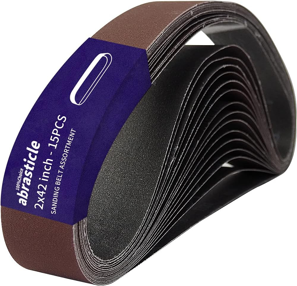 15 Pcs 2 X 42 Inch Assorted Aluminum Oxide Sanding Belt – 80/120/150/240/400 Gri