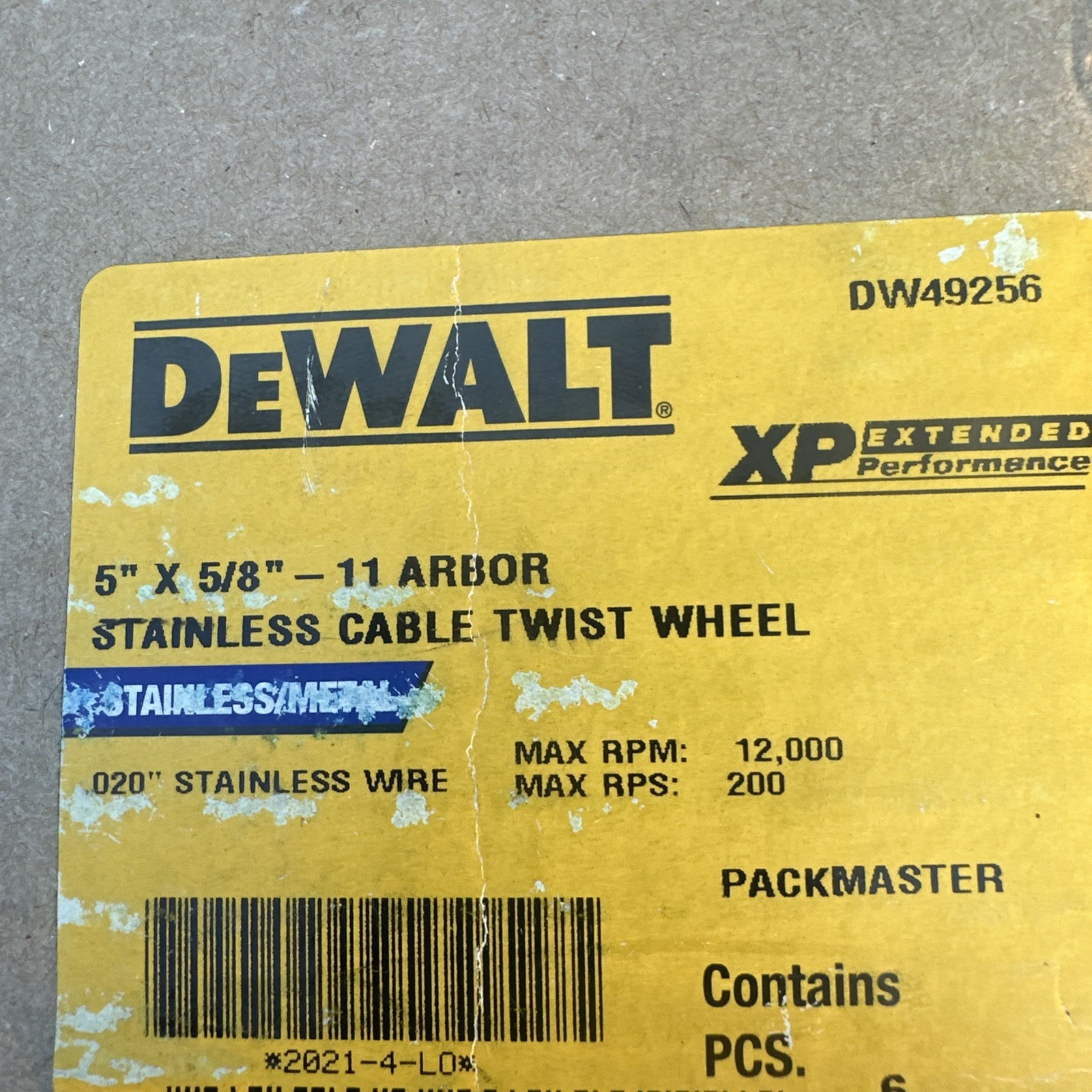 DeWALT 5″ X 5/8″ 11 Arbor Cable Twist Metal .020″ Stainless Wire Wheel