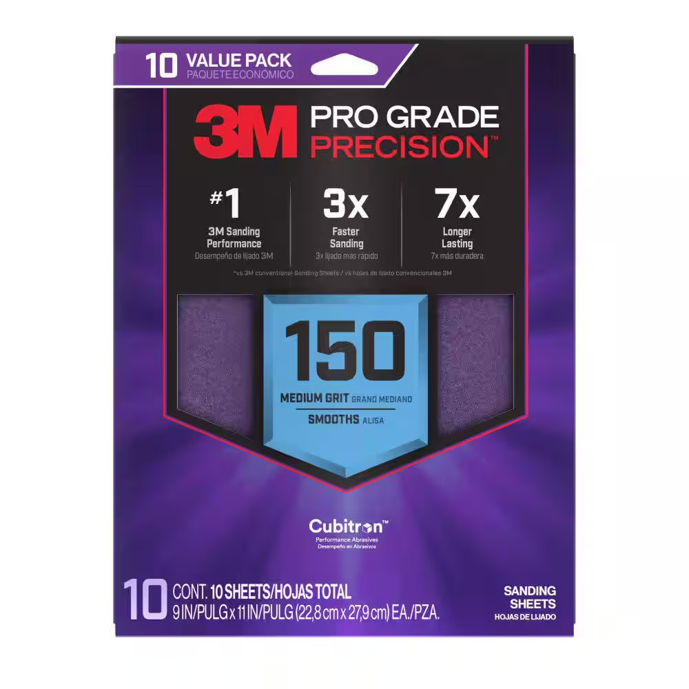 Pro Grade Precision 9 In. X 11 In. 150 Grit Faster Sanding Sheets with No-Slip G