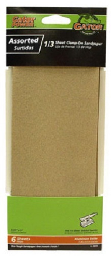 (10) Ali Gatorgrit 5043 6pk Coarse 1/3 Sheet 3-2/3″ x 9″ Sandpaper 60 Grit