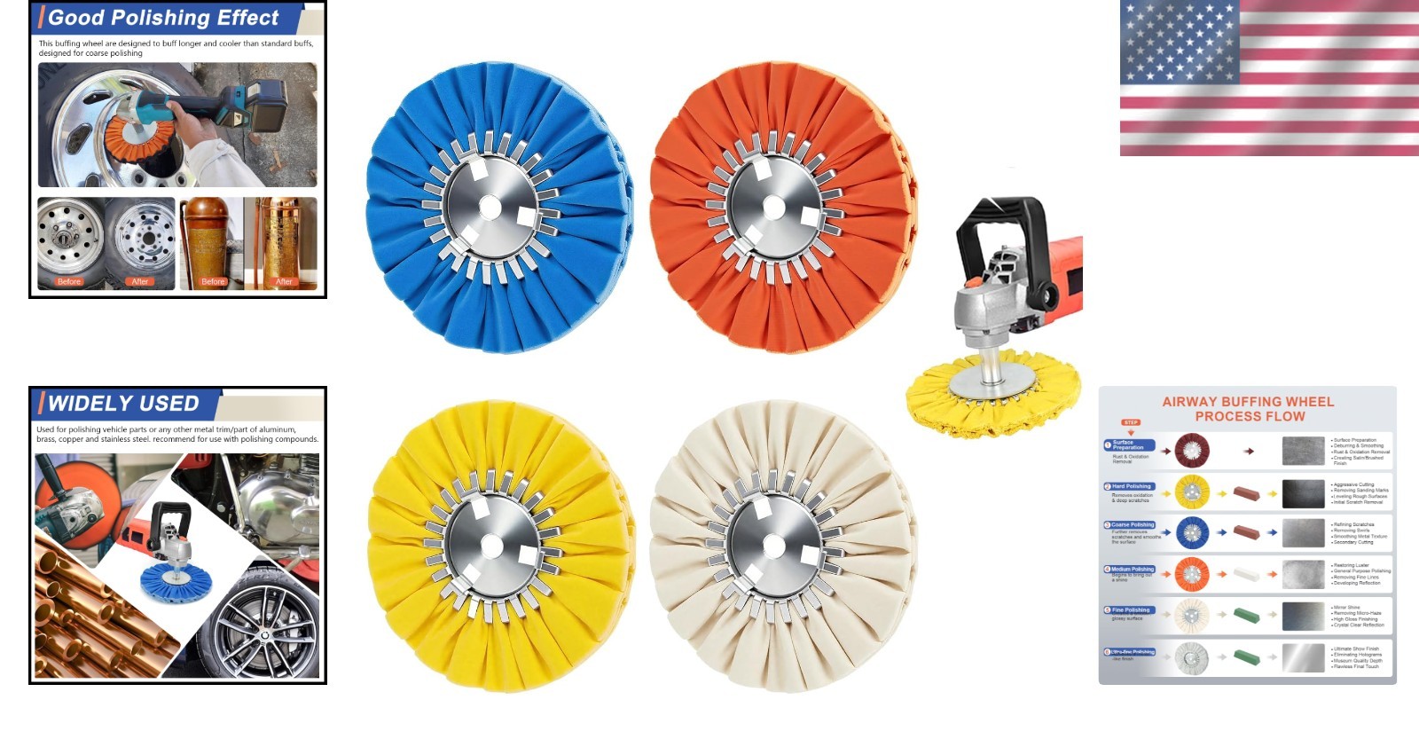 Airway Buffing Wheel Kit – 4 Pcs, 8″ Diameter