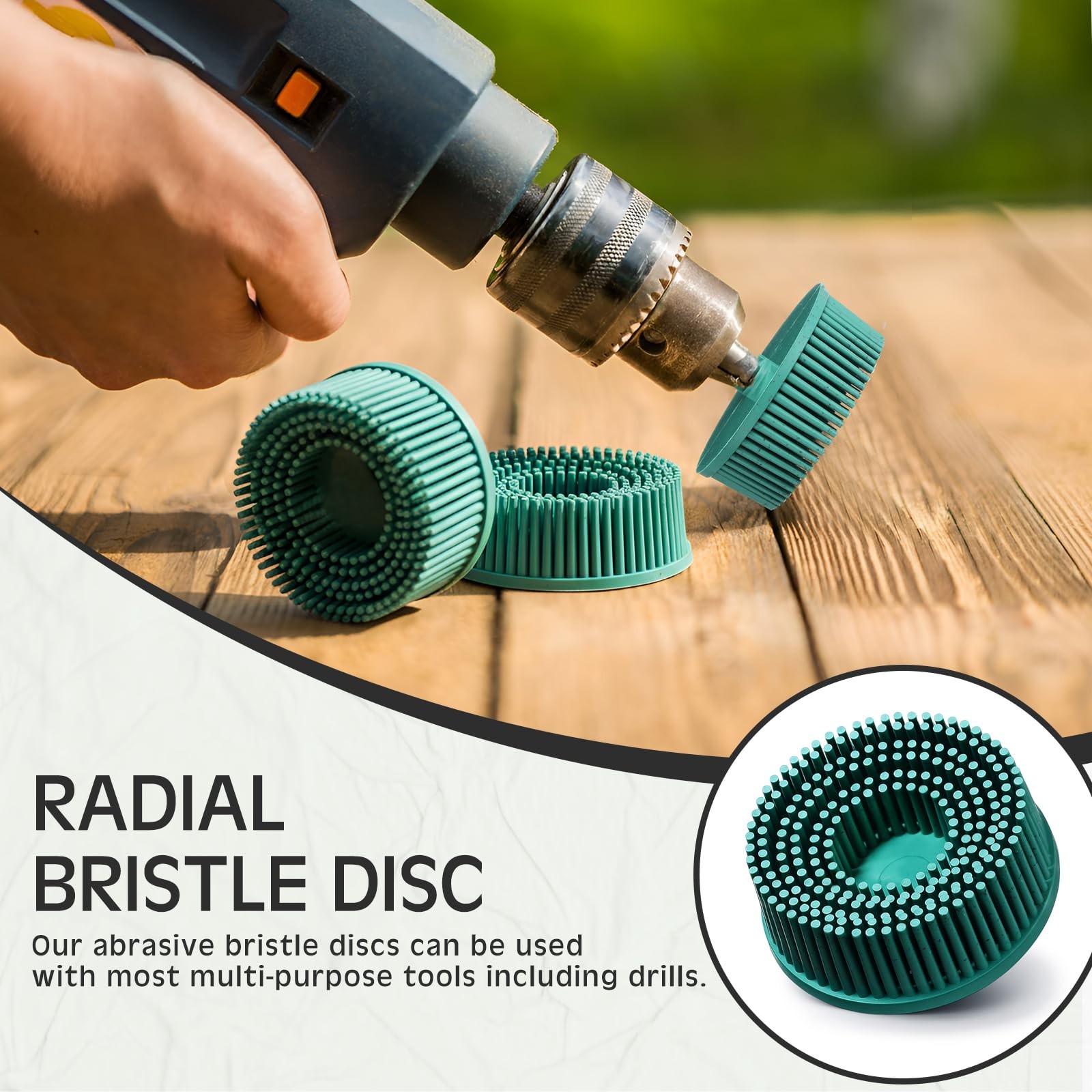 Acellegic 5 Pcs 2″ 50# Bristle Disc Abrasive Coating Removal Disc Green Debur…