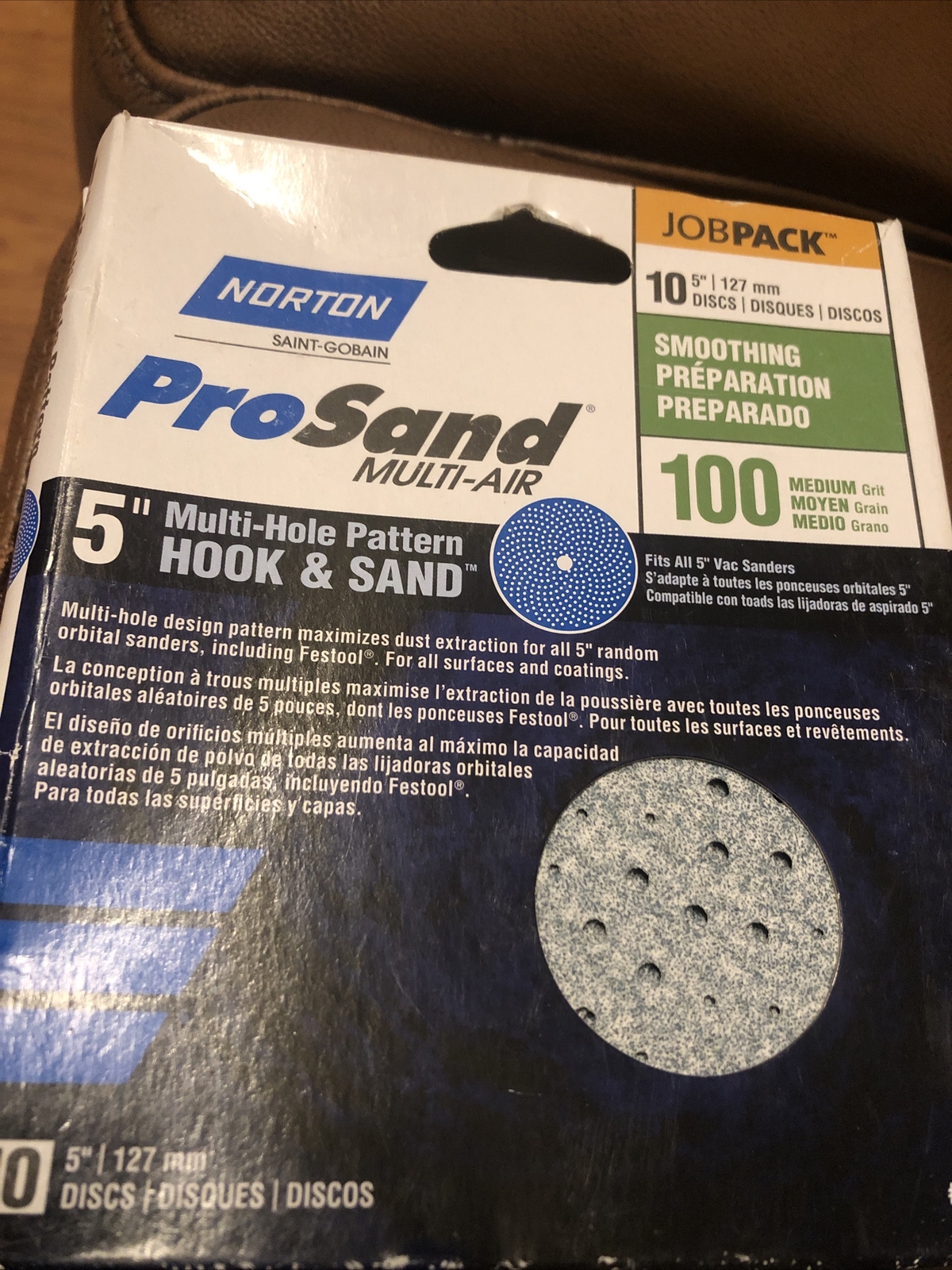 Norton 7660703222 100-Grit Ceramic Medium Hook & Loop Sanding Disc 5 in.