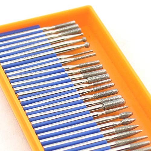 JINGLING Diamond Grinding Head Set Carving Bur Rotary Bit Shank Diameter 3/32″