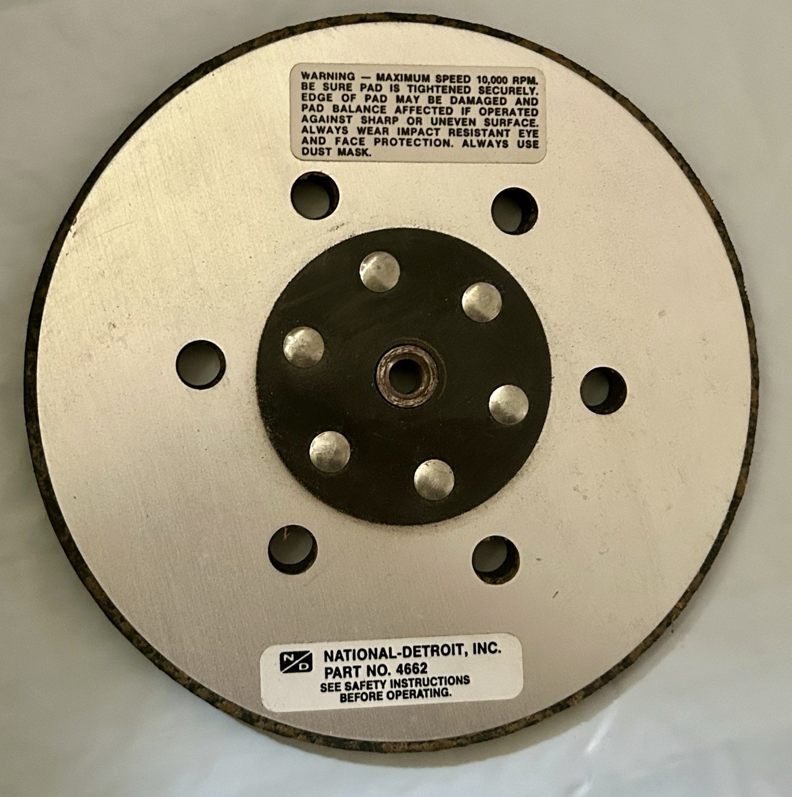 National Detroit DA 6” Sander Pad #4662 Hook & Loop 6 Hole Backing New Old Stock