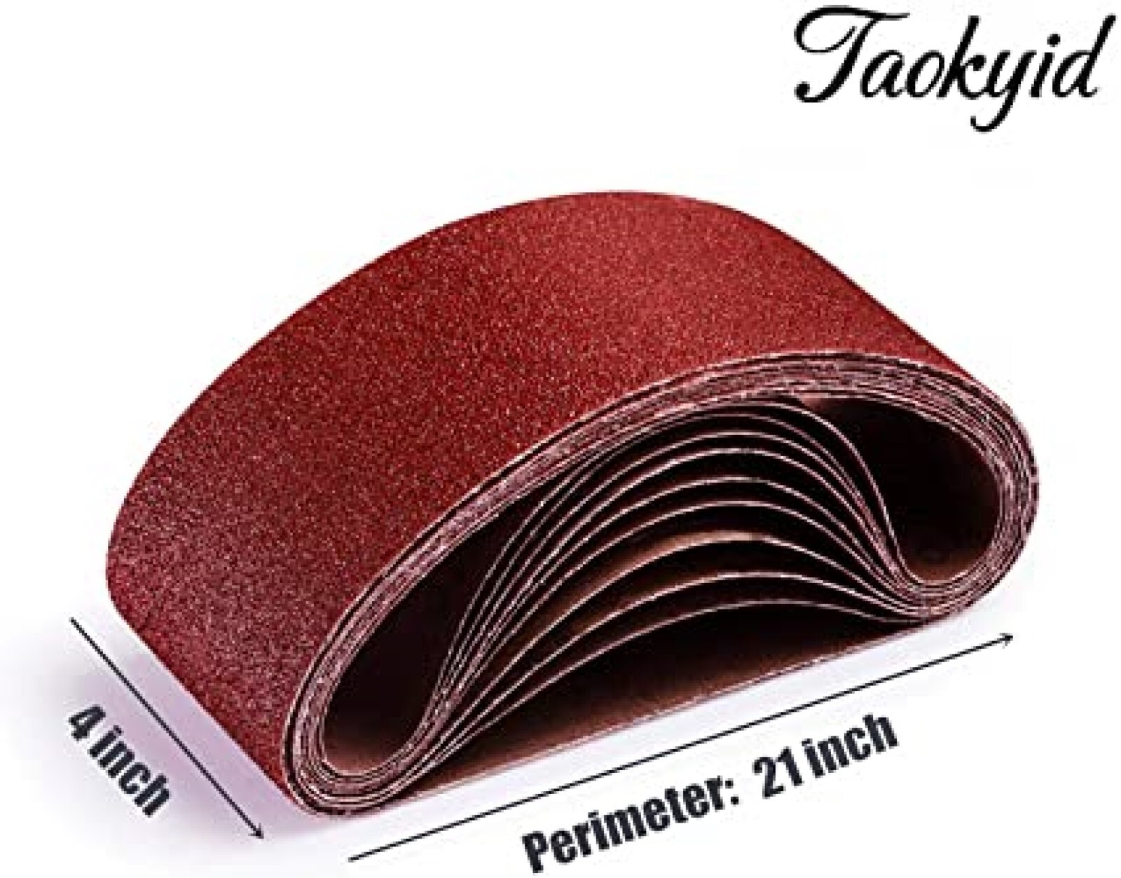 Taokyid Sanding Belts Assorted Grits 12 Pack 4×21 inch Aluminum Oxide Sandpaper