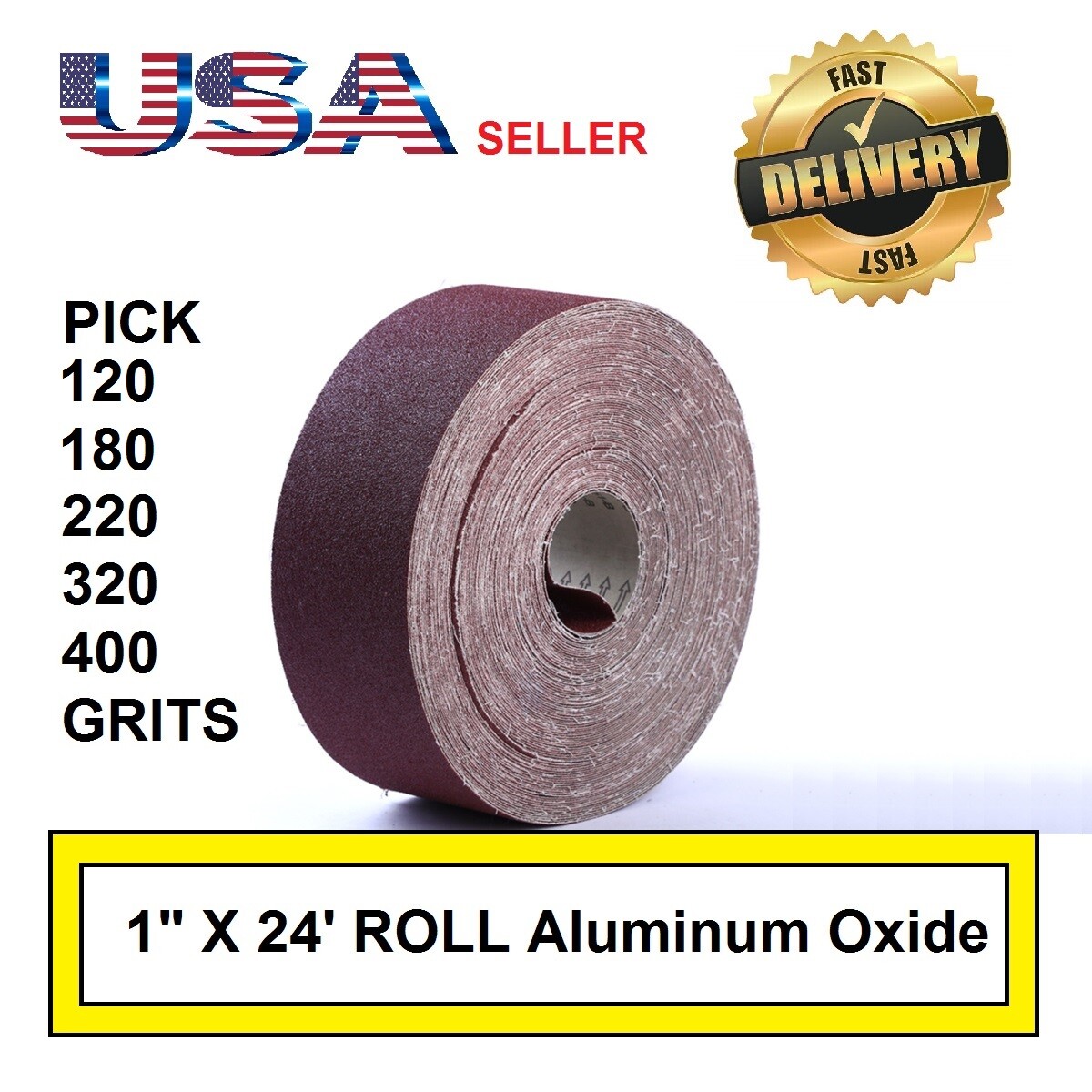 1″ x 24′ Emery Cloth Rolls 120 180 220 320 400 Grit Aluminum Oxide Sandpaper