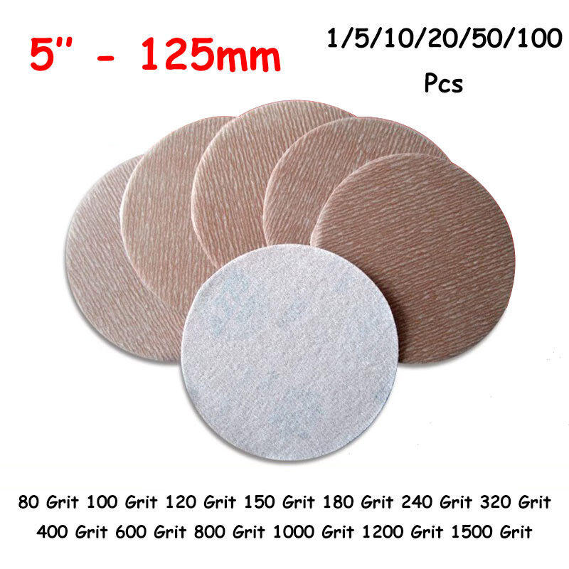 5 Inch 125mm Self Adhesive Sanding Discs Dry Sand Paper Polishing 80-1500 Grit