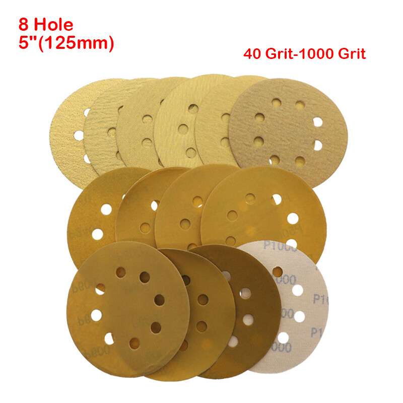 5″ Sanding Discs 8 Hole 125mm Dia Sandpaper Hook and Loop Pads 40-1000 Grit
