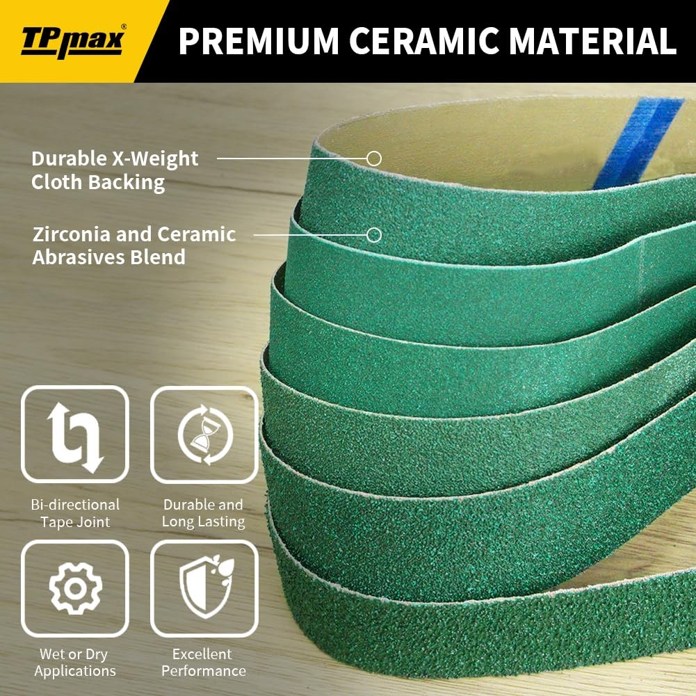 Zirconia Ceramic Sanding Belts 12 Pack 30 Inch Sanding Belt Kit Set Inch