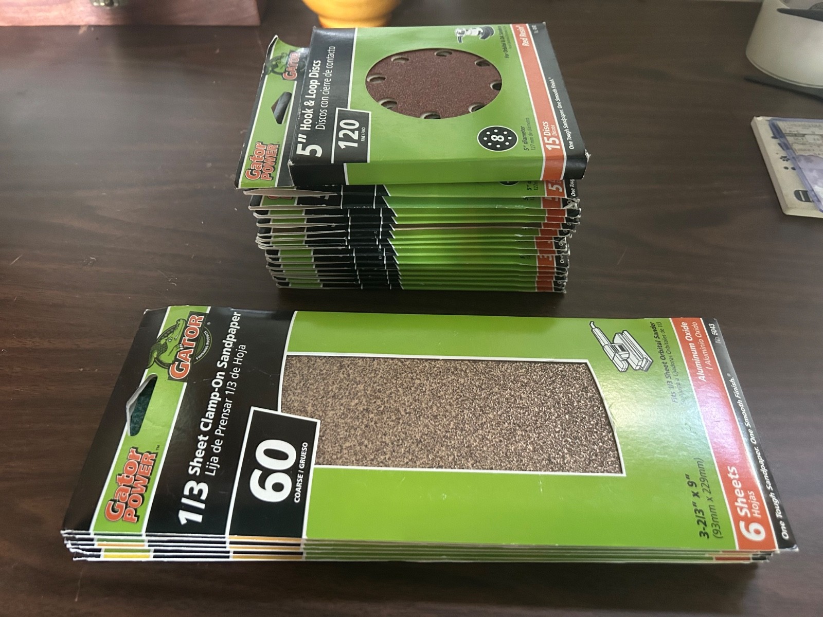 Gator Power Sandpaper. Discs, Clamp-on, Hook & Loop Various Grit. 22 PACKS!