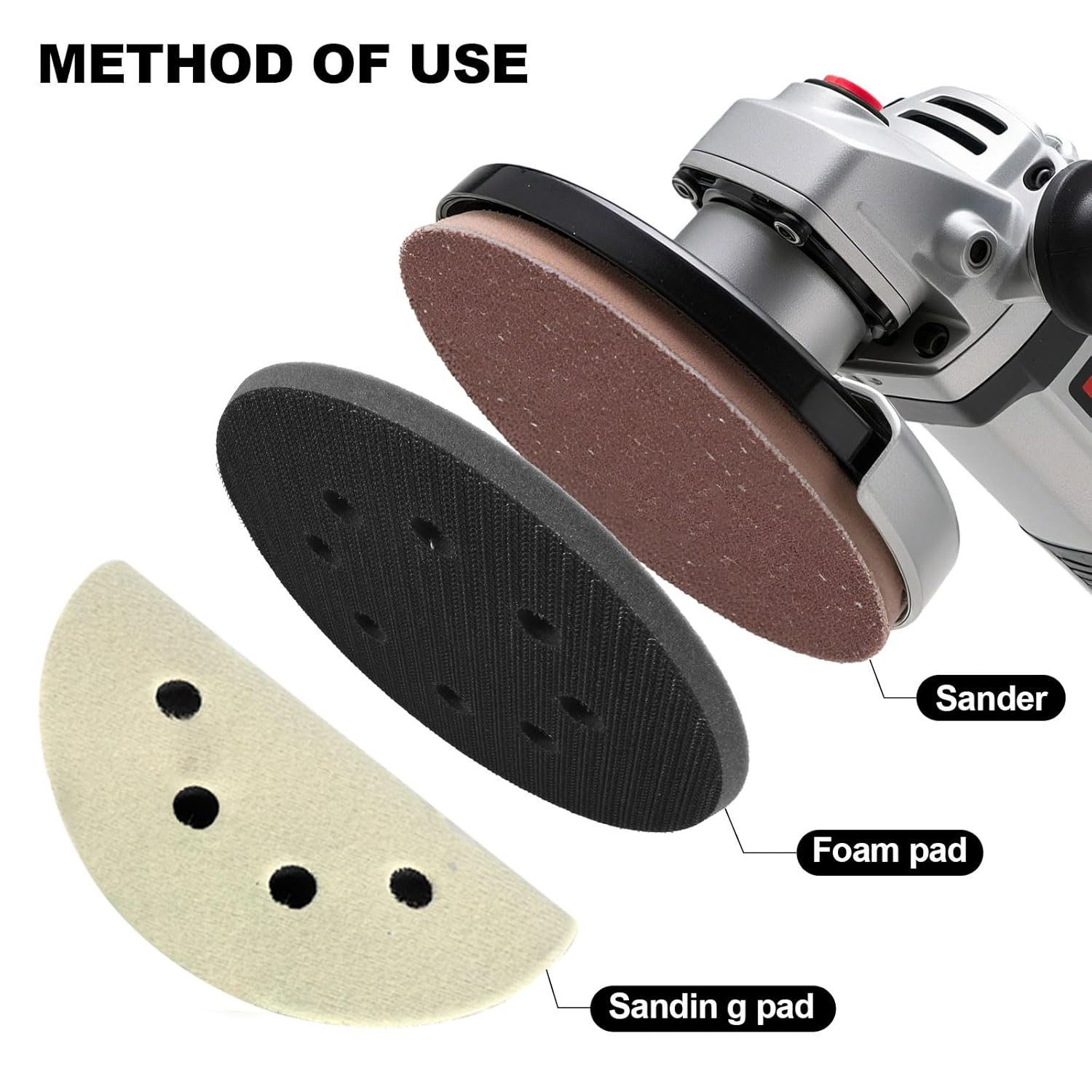 4Pack 5 Inch 8 Holes Orbital Sander Foam Pad, Hook and Loop Foam Sanding Pads