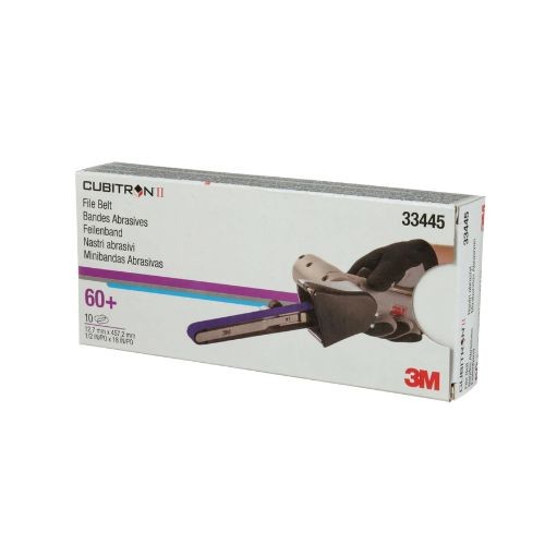 3M Cubitron II 33445 Sanding Belts, 1/2 in x 18 in, 60 Grit, Purple, 10 belts