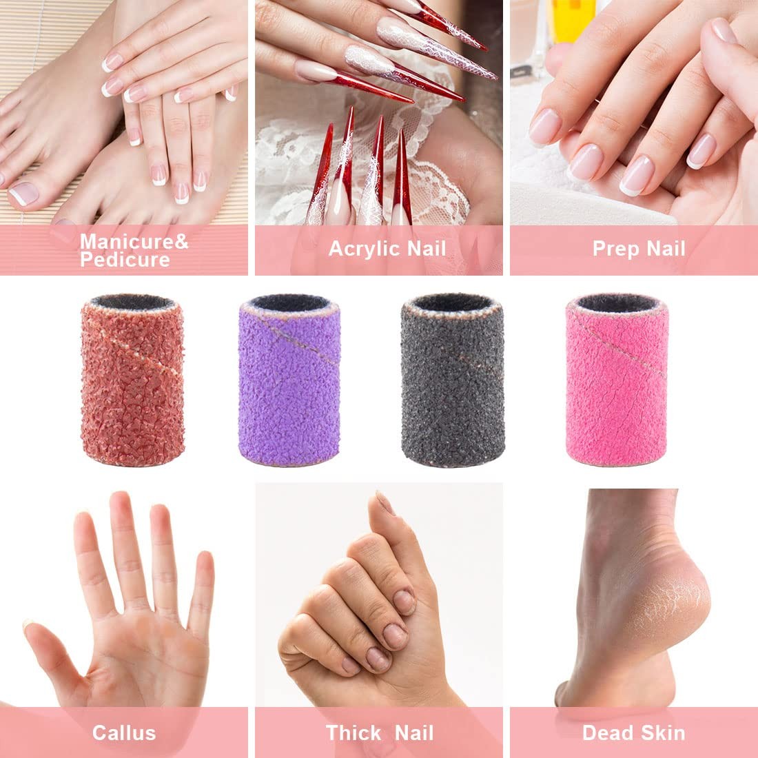 242 Pcs Nail Drill Sanding Bands Set Electric File Refills