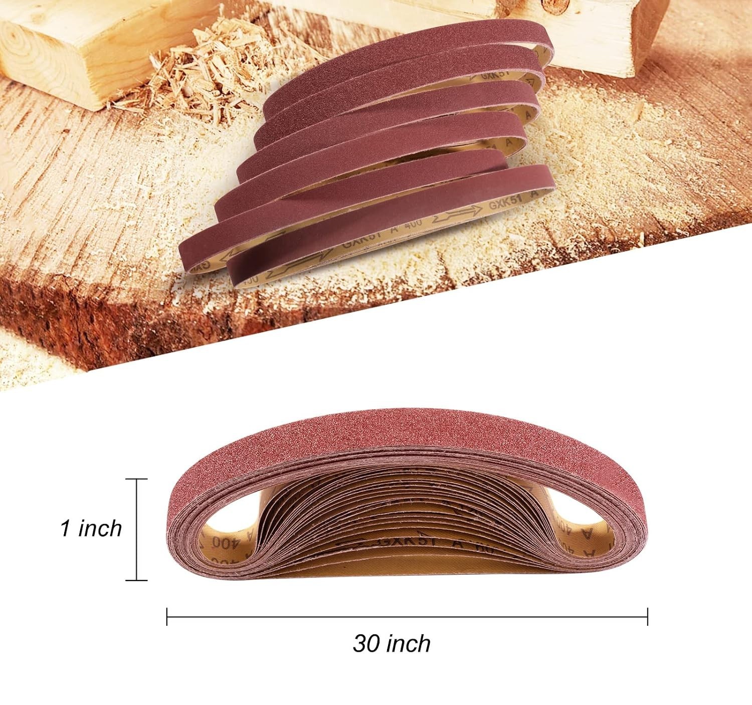24PCS Aluminum Oxide Sanding Belts 1×30 Inch – Versatile Grits for All Projects