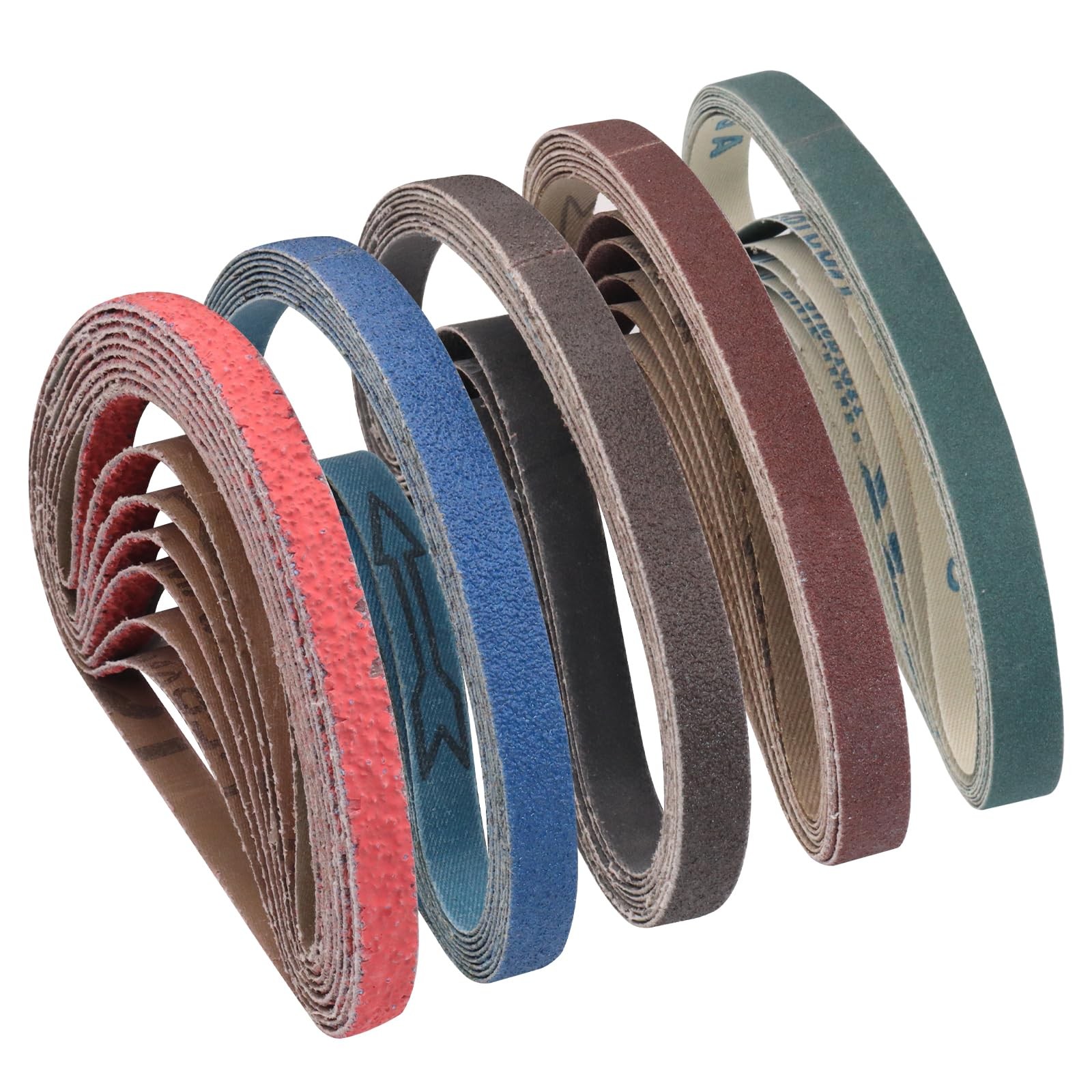 40PCS 1/2 x 18 inch Sanding Belt Kit Each of 36 60 80 120 240 Grits Ceramic a…
