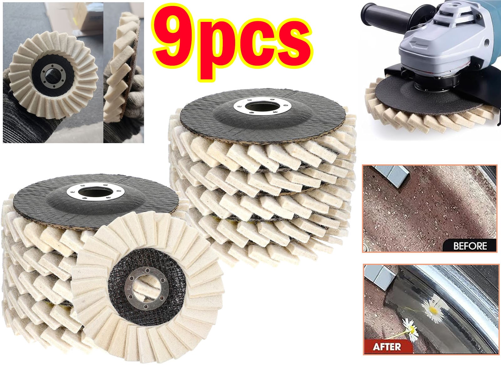 5″ Wool Felt Flap Disc Metal Working Polishing Buffing Wheel for Grinder 2026