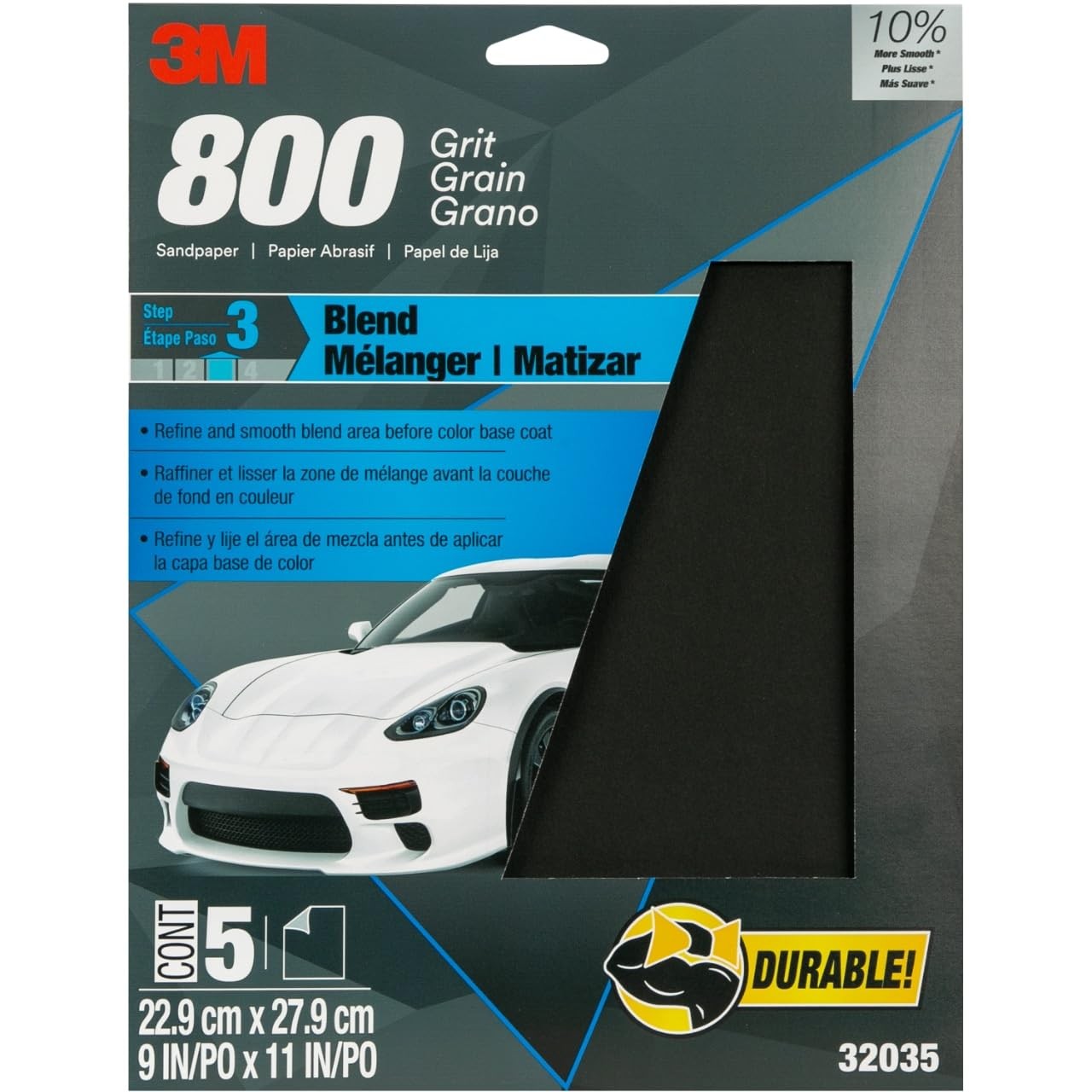 3M Wetordry Sandpaper 03006 Assorted Fine Grits 1000-2500 Auto Body Sanding 5 Pa