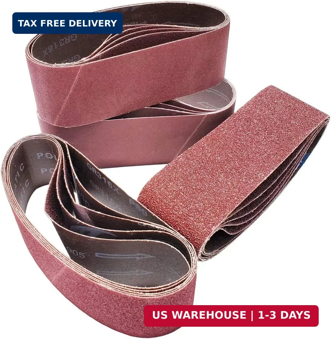 20 PCS 3 inch x 21 inch Abrasive Sanding Belts – 5 Each of 40 80 120 240 Grit Al