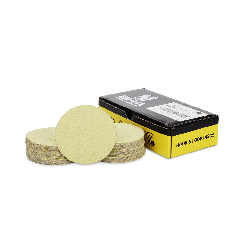 BHA 3″ Inch Gold Hook & Loop Sanding Discs Orbital DA Sandpaper – 50 Pack
