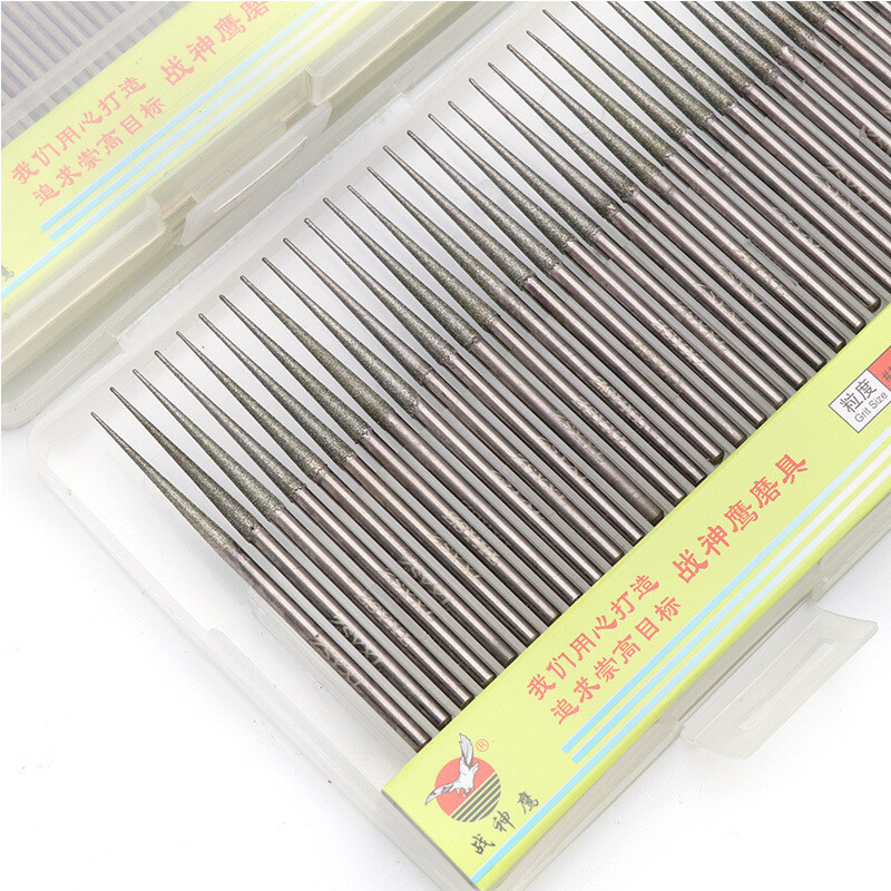 60pcs 3*70mm Diamond Grinding Needles Cone Head Grinding Rod Jade Glass Carving