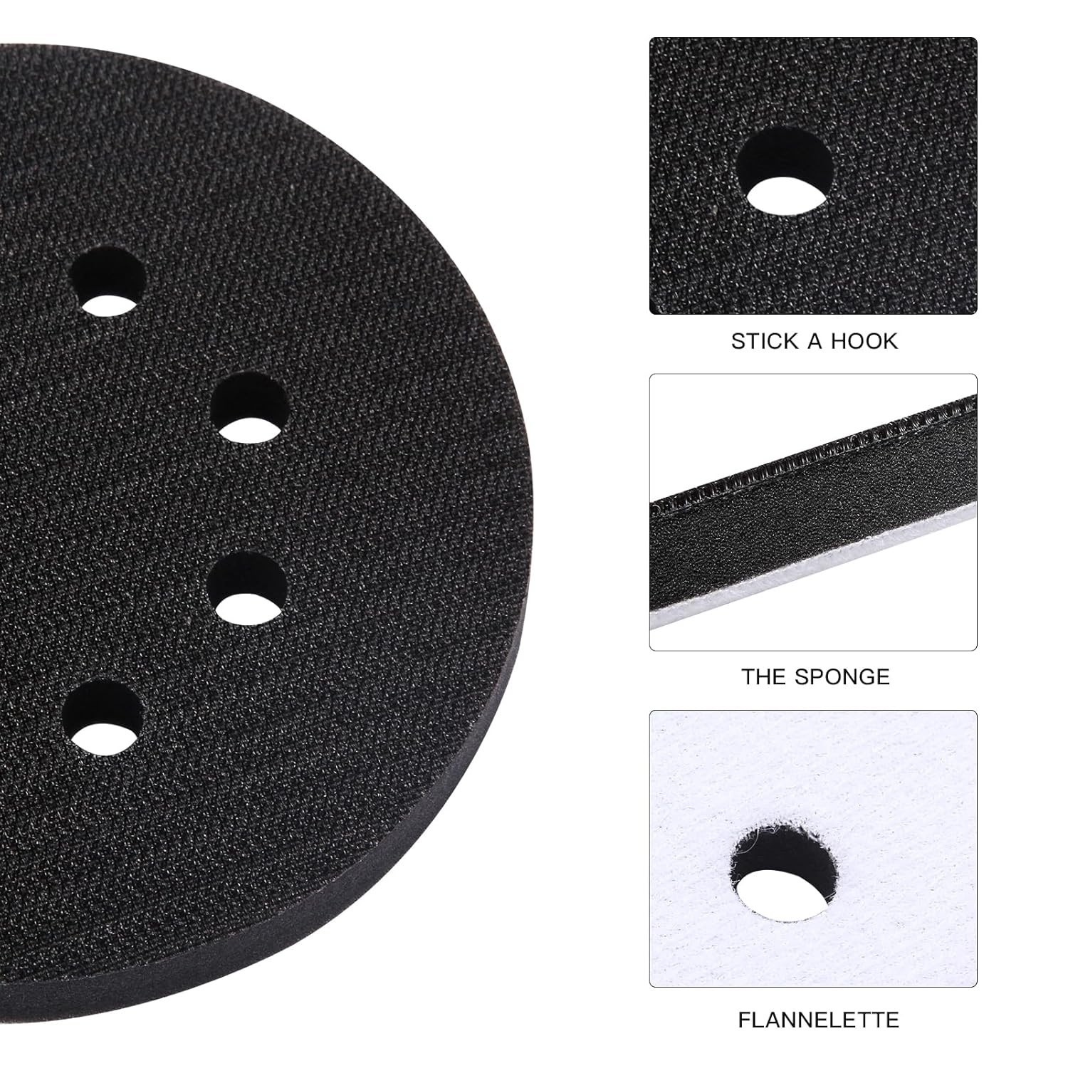 6pc 5″ 8 Holes Interface Pads Orbital Sander Sanding Foam Pad Hook Loop Buffer