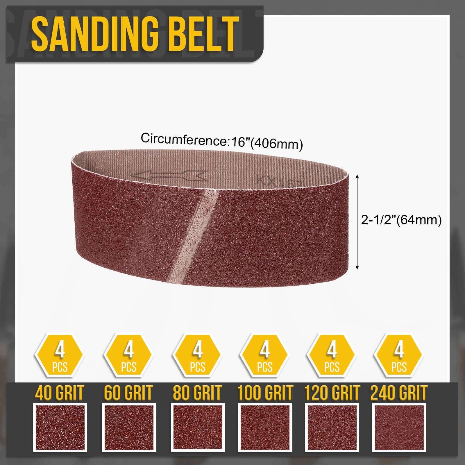 CoCud 4 x 21 Inch Sanding Belt, 24 Pcs 4 x 21 Inch(40/60/80/100/120/240 Grit）