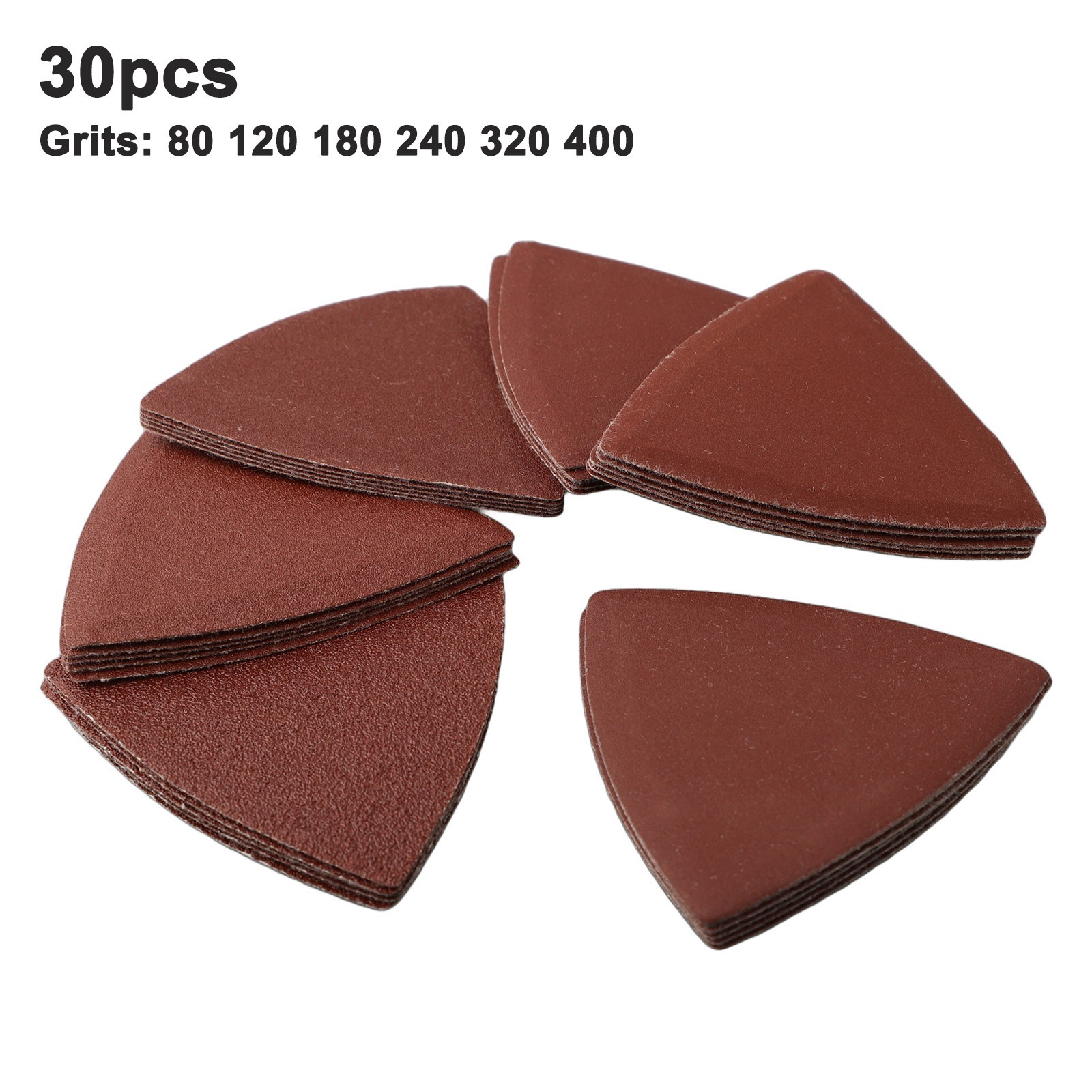 30pcs 80mm & Triangle Sandpaper Fit 3-1/8 Inch Oscillating Multi Tool