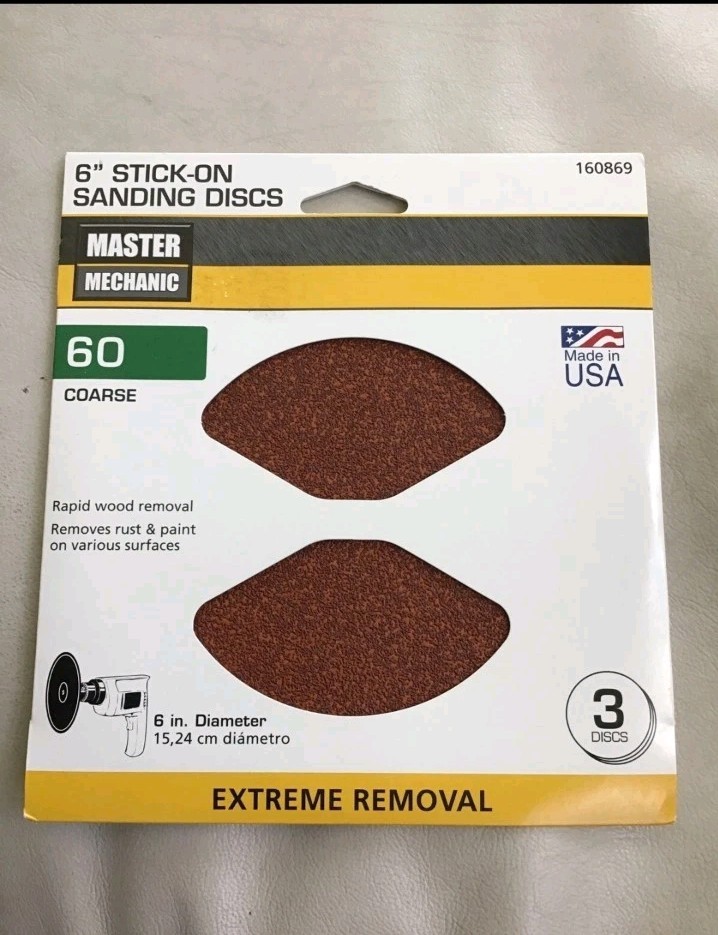 Lot Of 3 PKS Master Mechanic #160869 6” Stick-On 60 Grit Sanding Discs USA