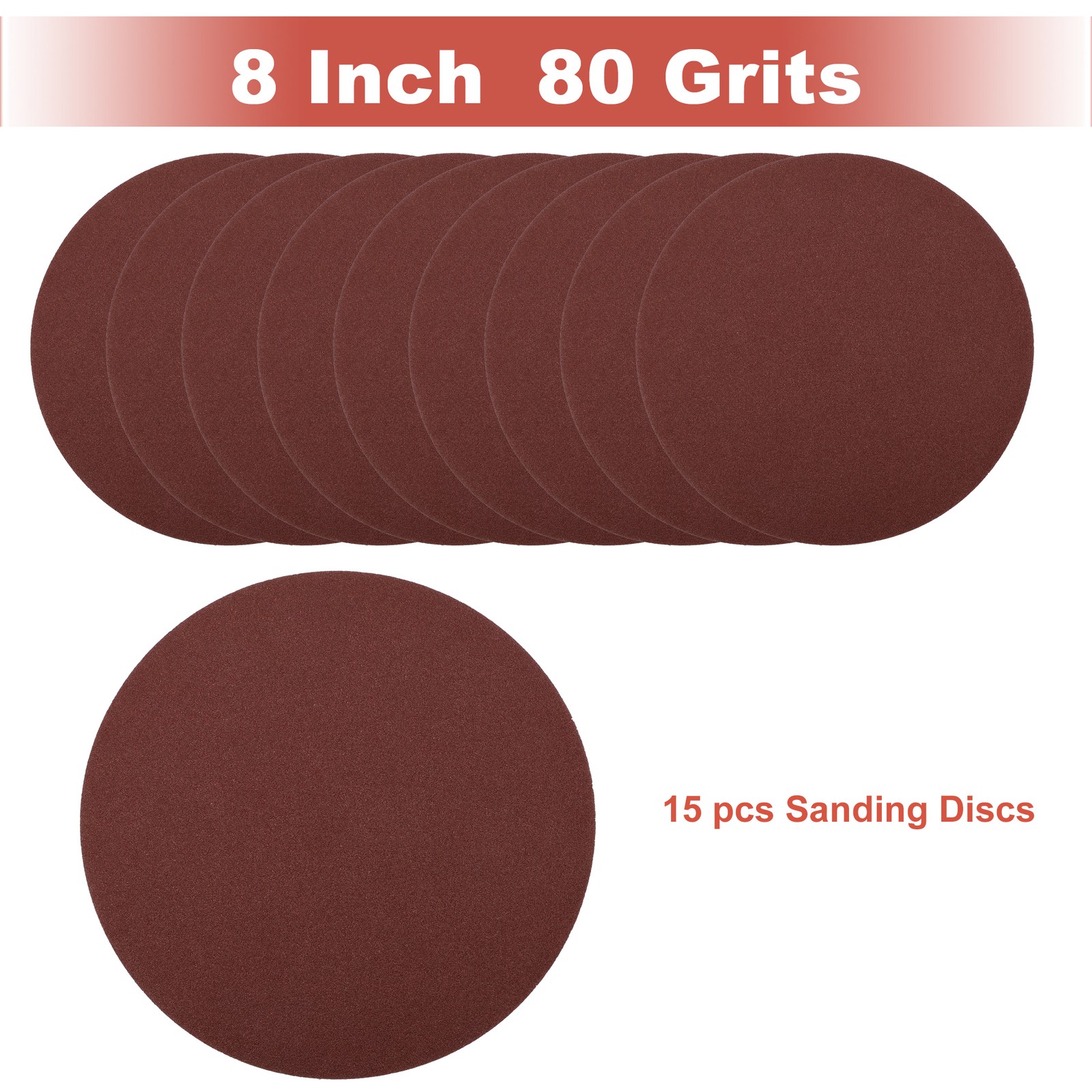8 Inch Sanding Discs Round Hook and Loop Sandpaper 80 Grits – 15 PCS