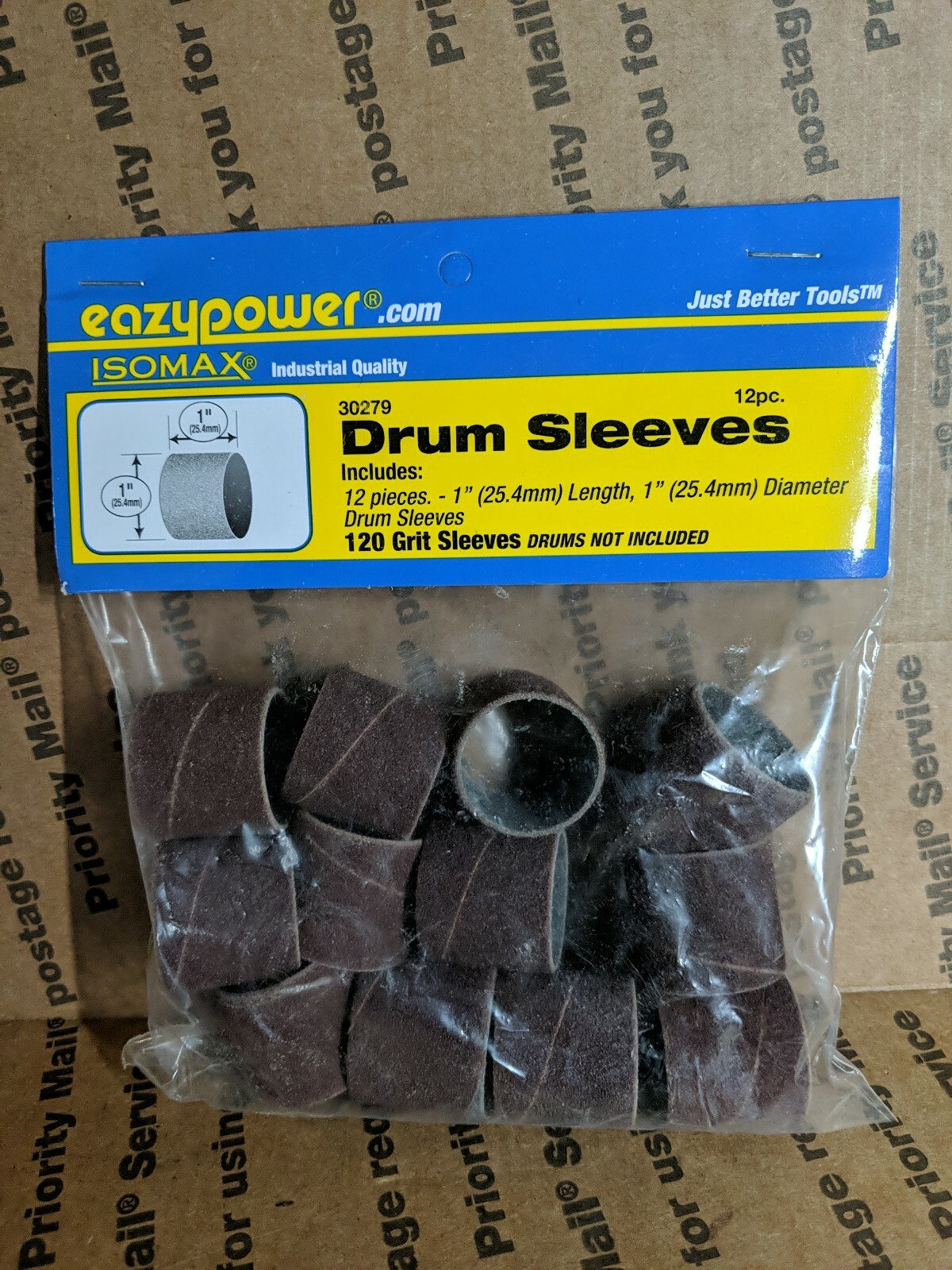 Lot of 2 packs Eazypower 30279 120 Grit Spindle Sander Drum Sleeves 1″ x 1″