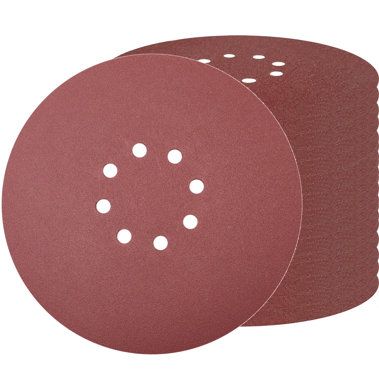 30 PCS 9 Inch 8 Hole Drywall Sanding Discs Set- 80 100 120 180 9 Inches, Red