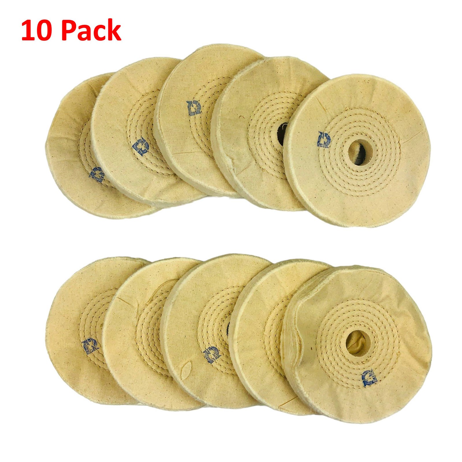 6 in Buffing Polishing Wheel Buffer Pad 10pk 1″ Arbor Cotton 50 Ply Spiral Sewn