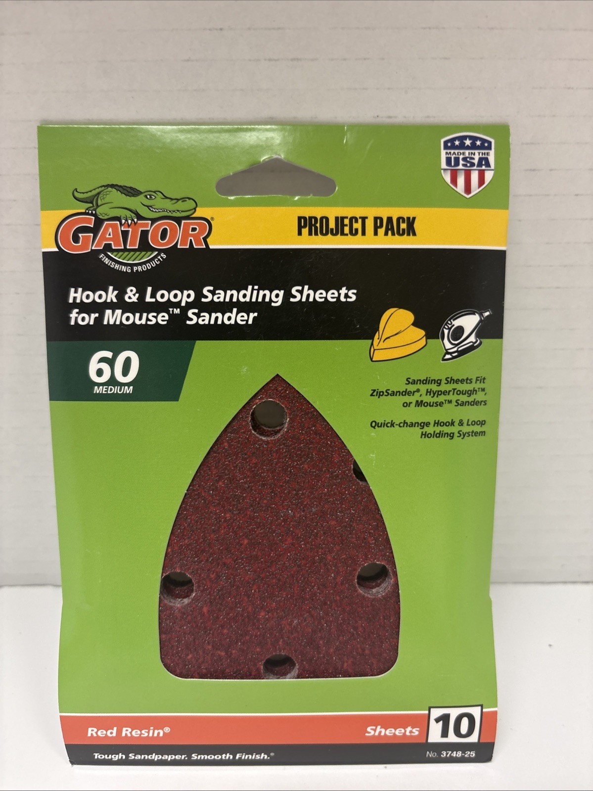 Hook & Loop Sanding Sheets For Mouse Sander Red Resin 60 Medium 10 Sheets