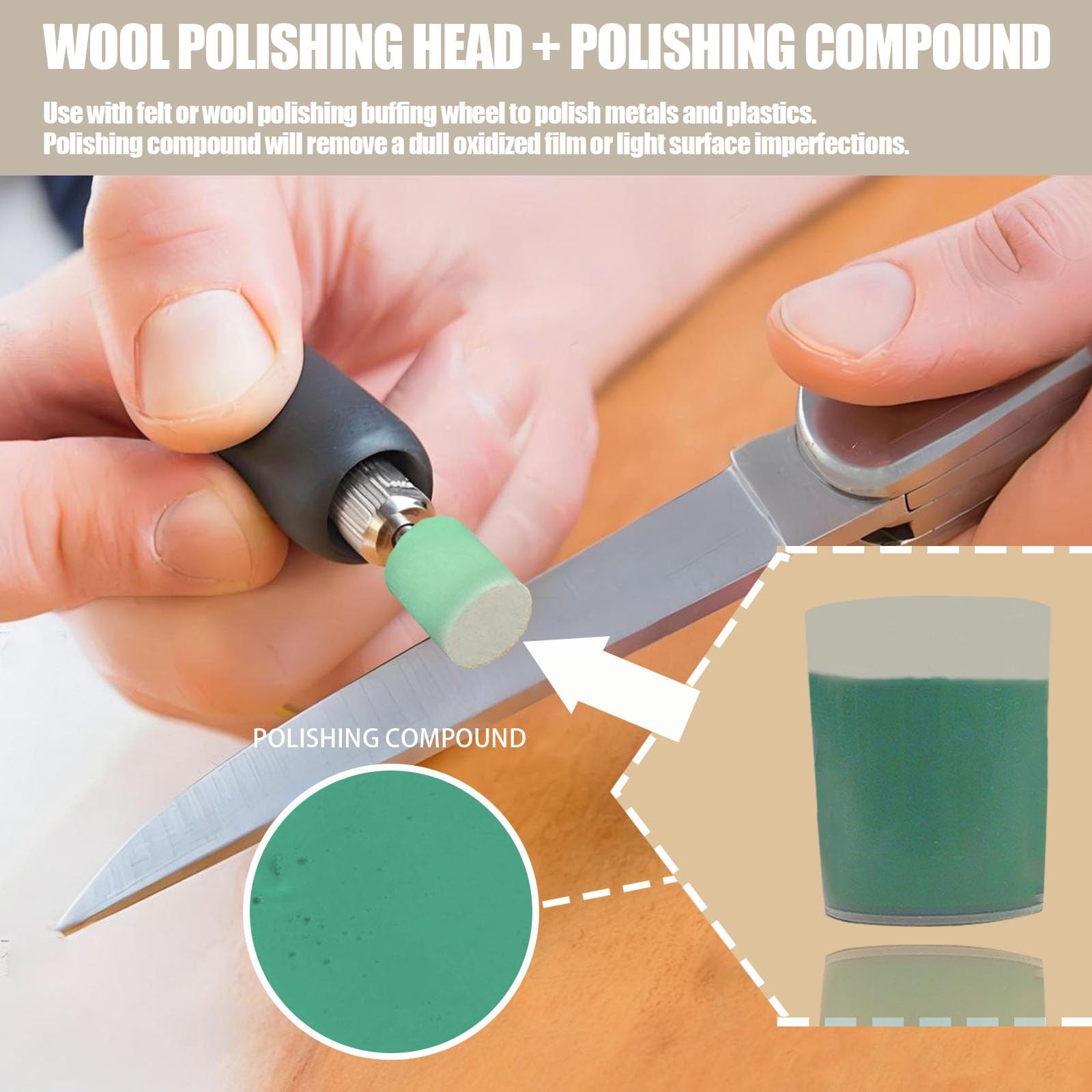 122Pcs Polishing Buffing Wheel Kit for Dremel and 2Pcs Polishing Compound 10Pcs