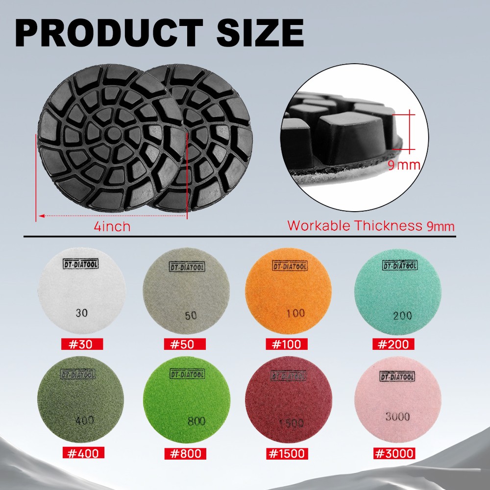 9pcs 4 inch 100mm Diamond Floor Polishing Pads Sanding Discs Renew Polisher Pads