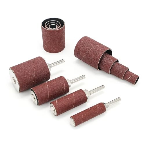 2”Long Sanding Drums and Sleeves Set with 1/4”Shank for Drill or Drill Press,