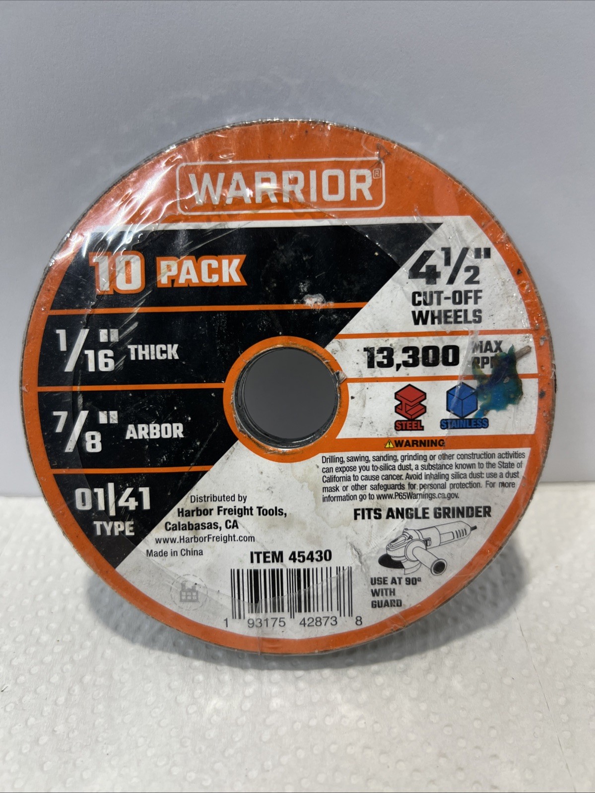 STEEL & STAINLESS TYPE 1/16″ CUT-OFF WHEELS 4-1/2″, 7/8″ ARBOR PACK OF 10 B4