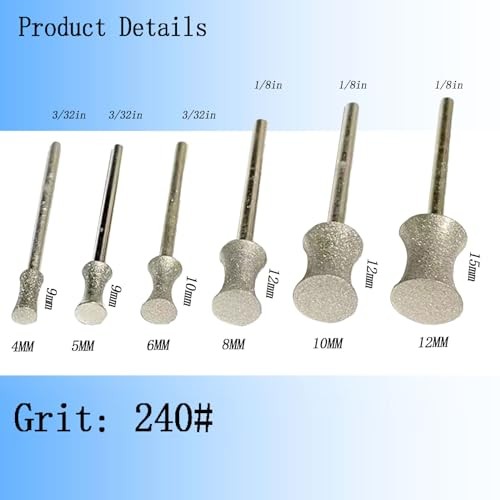 6 Pcs Concave Arc Diamond Burs – Coarse Grit Diamond 80# Bracelet Making Burr
