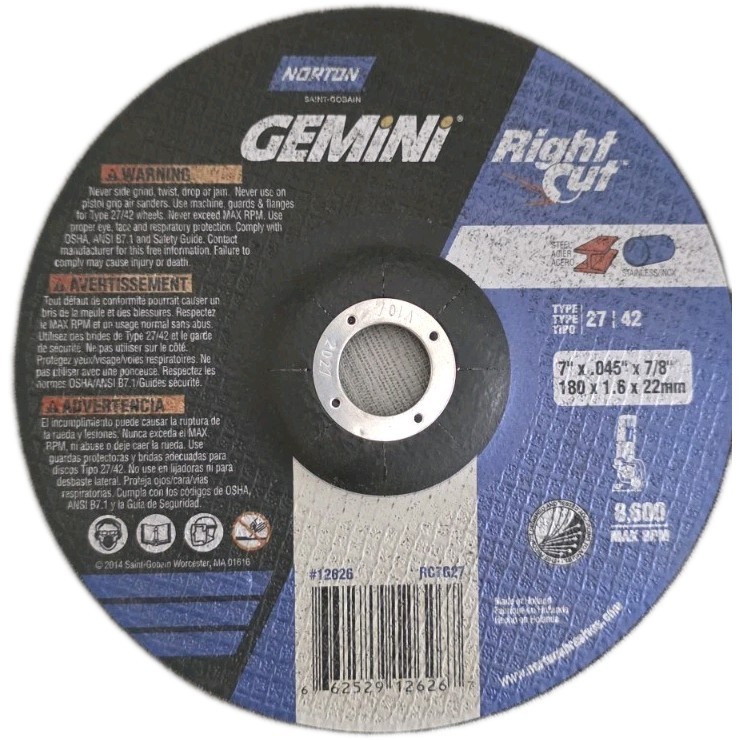 (QTY 20) Norton 12626 Cut Off Wheel 7″ x 1/16″ x 7/8″ Metal Cut Off Type 27