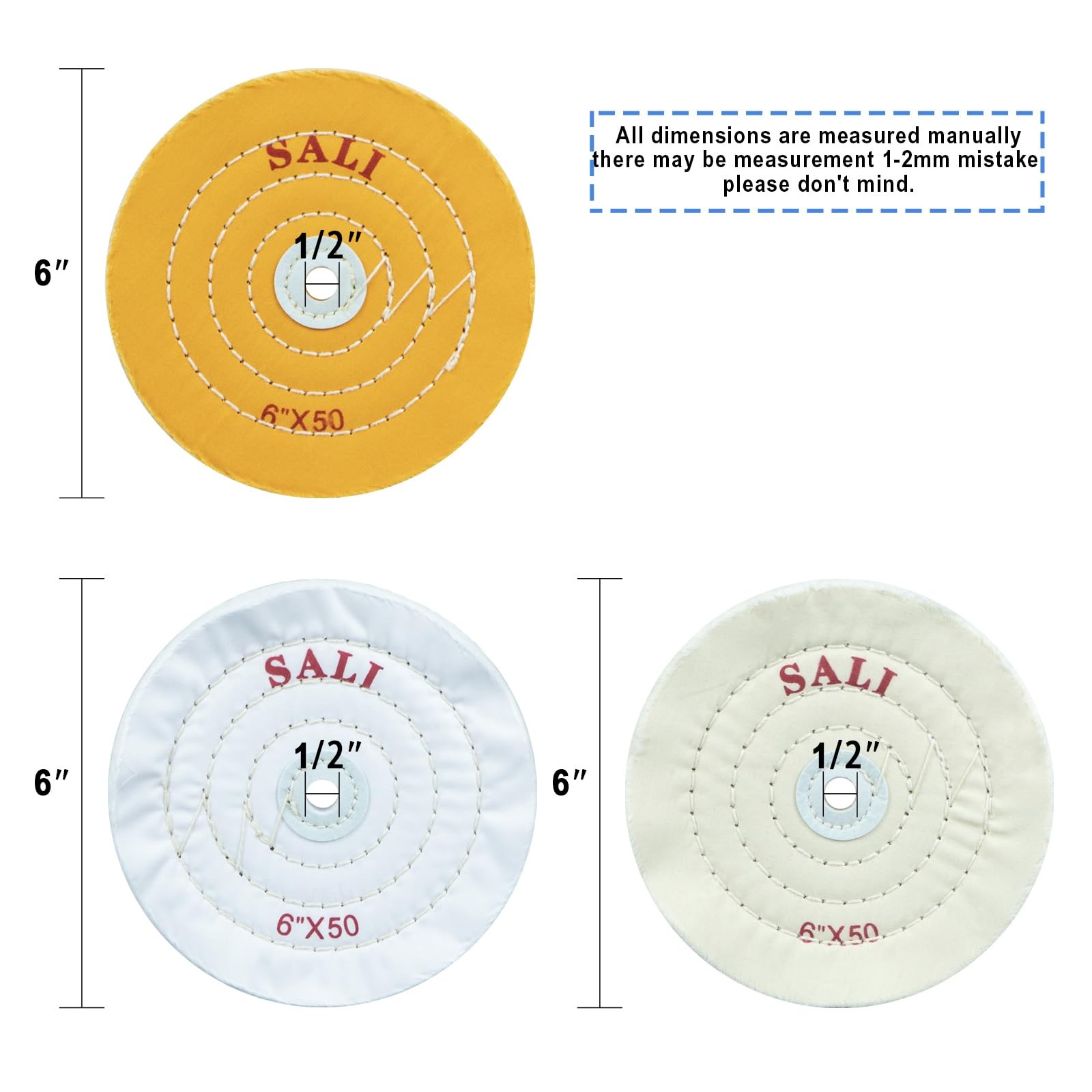 SALI 4 Pack Polishing Wheel for Bench Grinder Buffing Wheel 6 Inch 2 Yellow C…