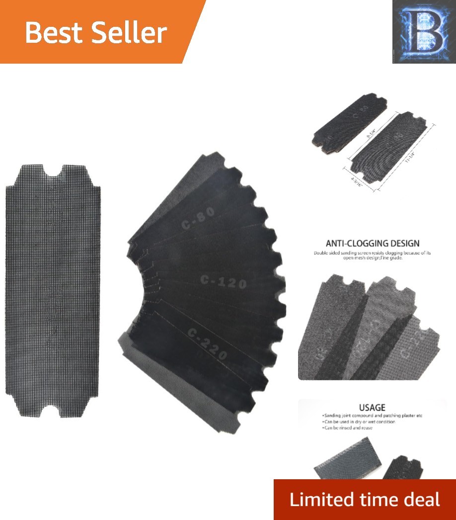 Double-Sided Drywall Sanding Mesh Screen 4-3/16″ x 11-1/4″ – Grit #80, 18 Count