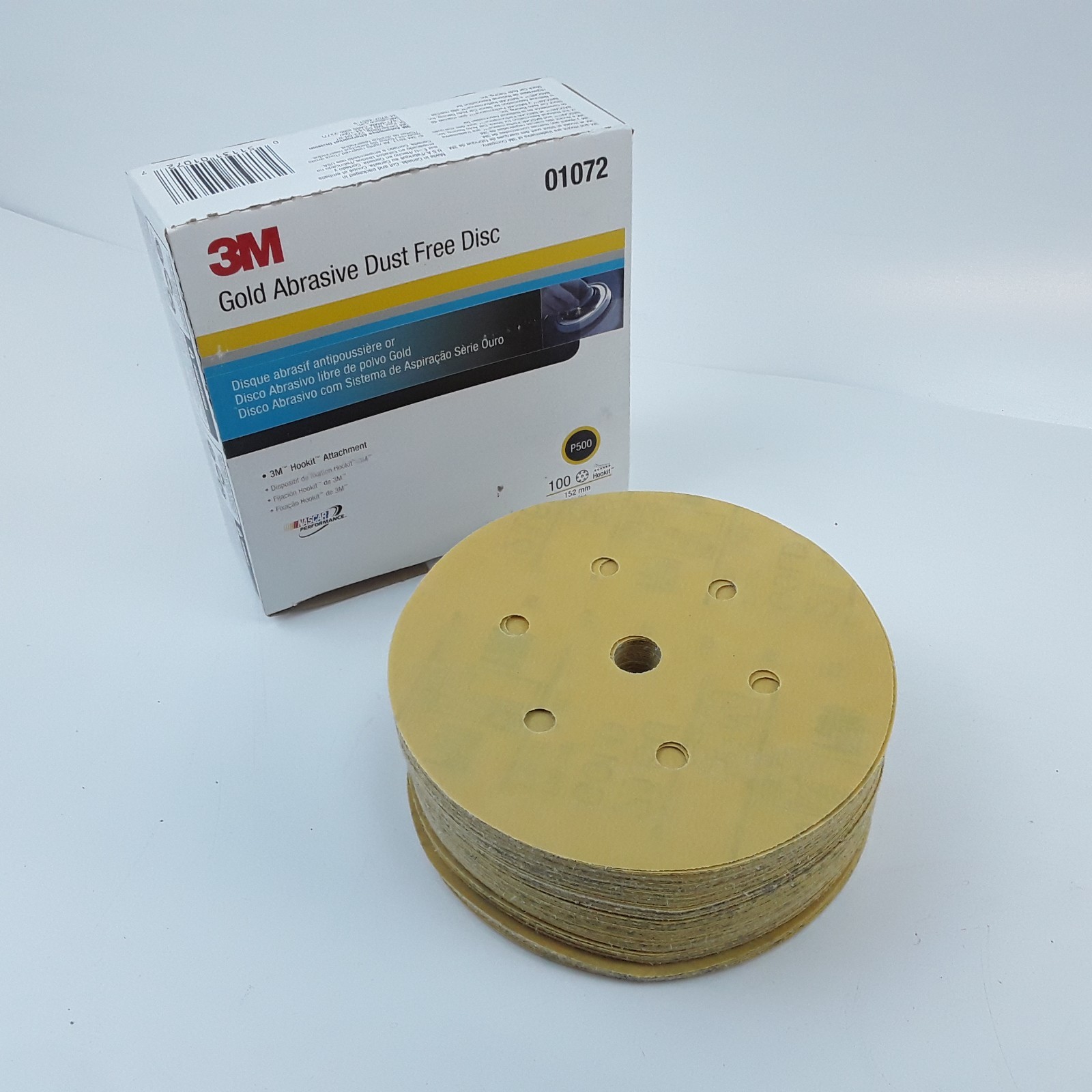 3M 01072 Gold Abrasive Dust Free Disc P500 Size 152mm 6in Heavy Duty Box of 100