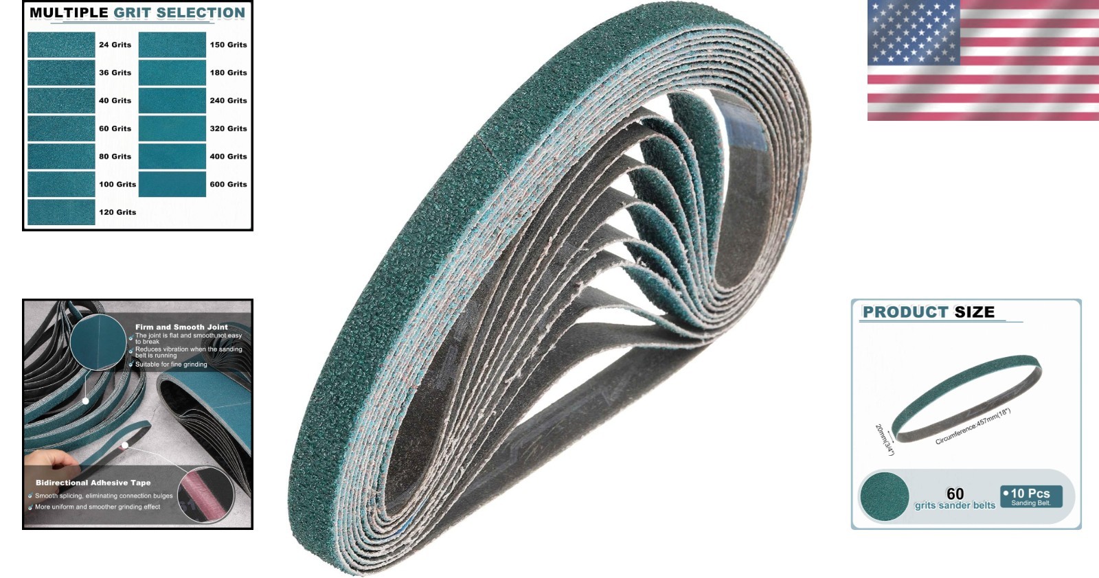 Durable 3/4 x 18 Inch 60 Grit Zirconia Sanding Belts – 10 Pack for Professionals