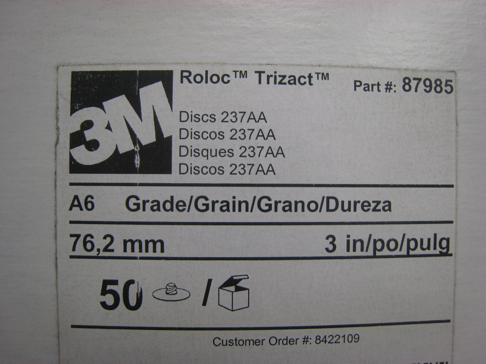 200 pc FULL CASE 3M Roloc 237AA TRIZACT Discs Grade A 6 Size 3 inch Made USA