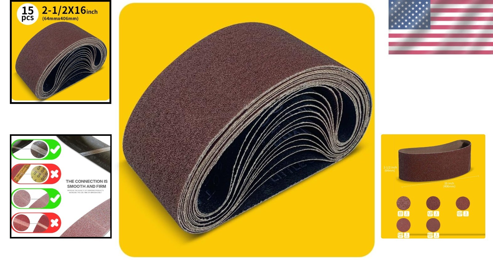15-Piece Air-Powered 2-Inch Sanding Belts – Ideal for Wood & Metal Finishing